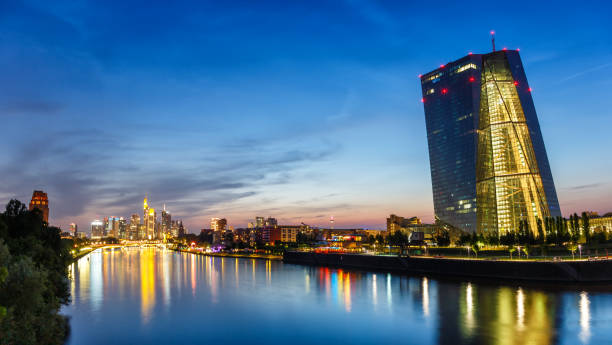istock Frankfurt skyline with ECB European Central Bank Main river skyscraper panorama in Germany 1360396541