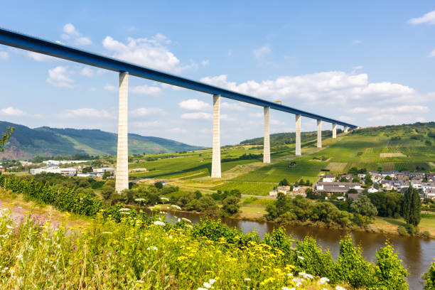 Bridge over Moselle river in Zeltingen Germany road