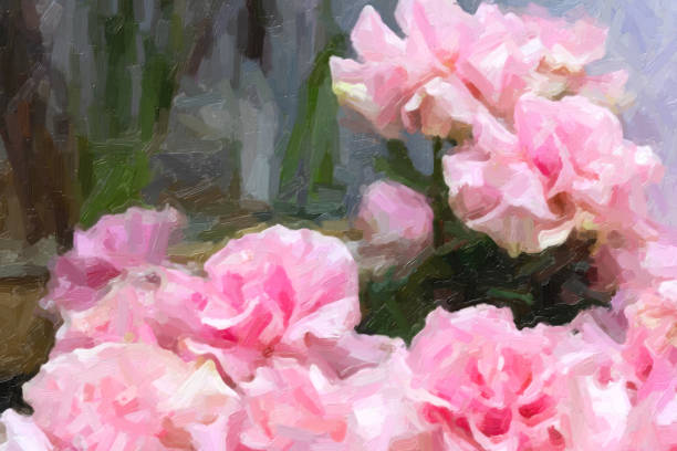 istock delicate pink roses photo with oil paint effect 1360397976