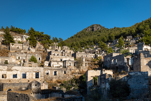 Kayakoy village, abandoned Greek village in Fethiye, Turkey. Kayakoy is a ghost town due to the population exchange, the largest in Asia Minor, Anatolia