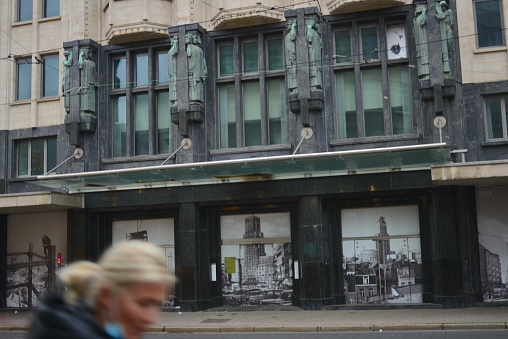 Antwerp, Belgium - December 19, 2021: The main entrance to the \