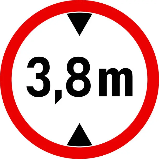 Vector illustration of Vehicle height limit 3,8 meters sign