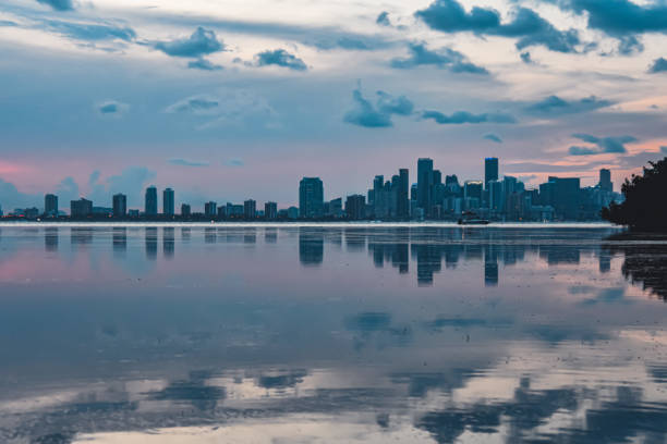 Miami Reflections at Sunset stock photo