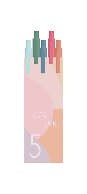 Gel ink pens. Collection of colored pens. Set for student. Writing tools for drawing and highlighting key points in text. Office tools and equipments, art kit. Cartoon flat vector illustration