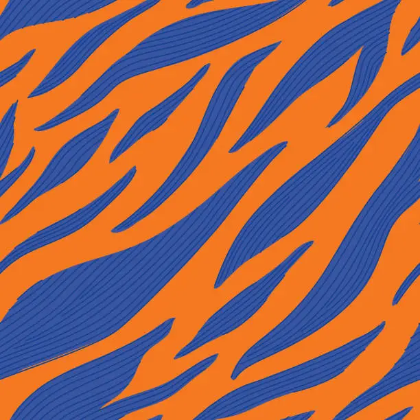Vector illustration of Maximalist 90s Tiger or Zebra Print Seamless Pattern