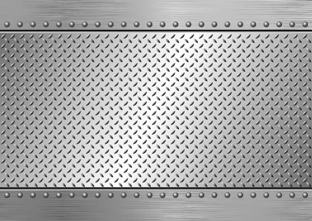 checker plate Textured Metallic Background And Checker Plate rivet work tool stock illustrations