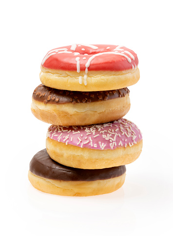 Stack of doughnuts isolated on white background