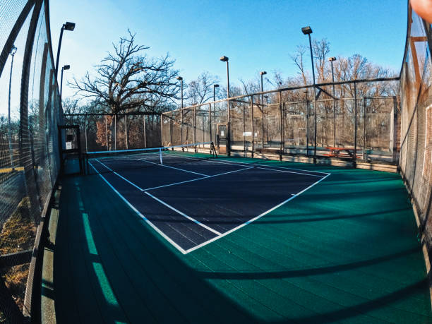 istock Empty Pickleball Court in Winter 1360428626
