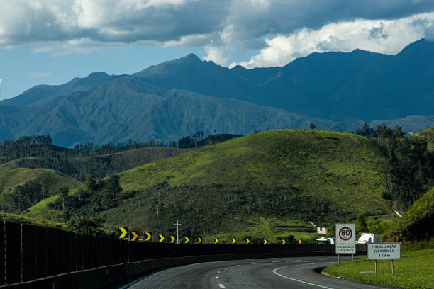 President Dutra Highway (BR-116) with Mantiqueira mountains in the background, at Rio de Janeiro State