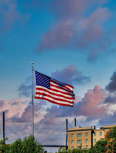 istock American Flag in Savannah 1360435602
