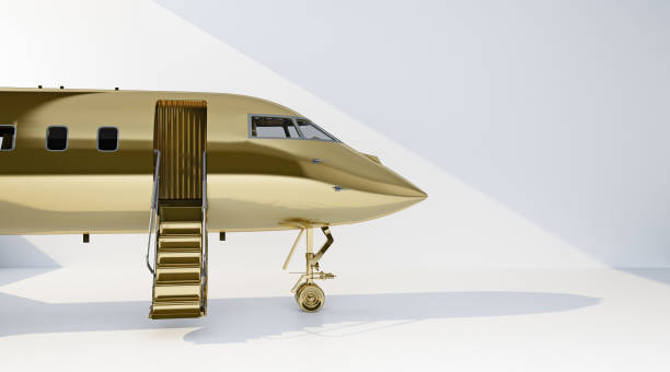 istock golden private jet with open staircase entrance 1360443746
