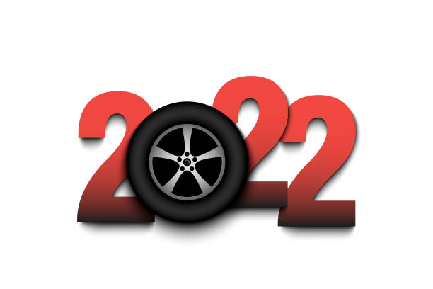 istock Happy New Year 2022 and car wheel 1360446773