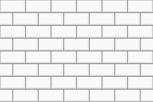 White metro tile seamless pattern. Subway brick wall background. Stone or ceramic kitchen backsplash, bathroom wall or floor texture. Vector flat illustration