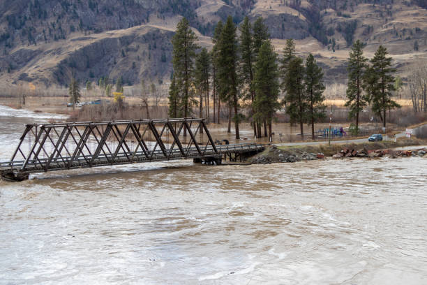 água subindo sobre as margens e inundando o vale similkameen em chopaka rd - similkameen river - fotografias e filmes do acervo