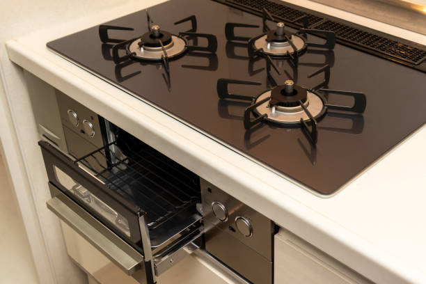 istock Cooktop with three burners and grill 1360452793