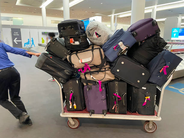 família chegada no aeroporto - suitcase travel luggage label - fotografias e filmes do acervo