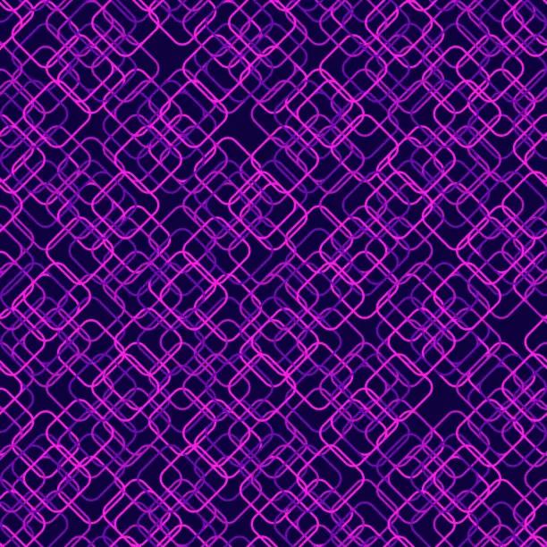 Vector illustration of purple squares with rounded corners. geometric shapes. vector seamless pattern. technical repetitive background. fabric swatch. wrapping paper. design template for home decor, textile. stylish texture