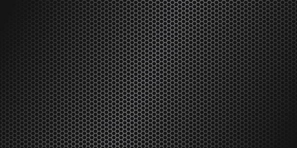 illustrations, cliparts, dessins animés et icônes de texture en fibre de carbone hexagonale grise. fond en acier gris maillé métallique. texture en fibre de carbone foncé. - honeycomb pattern hexagon backgrounds