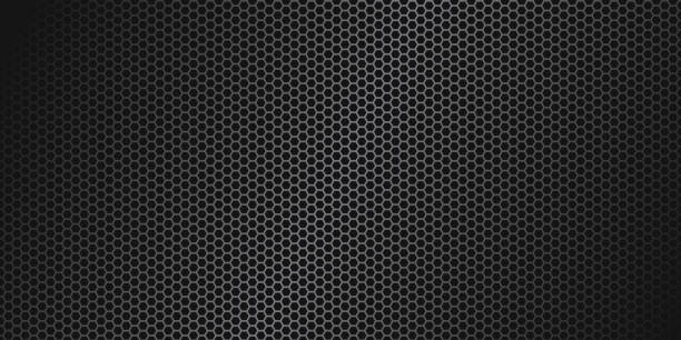 ilustrações de stock, clip art, desenhos animados e ícones de gray hexagon carbon fiber texture. metal mesh gray steel background. dark carbon fiber texture. - fiber backgrounds textured black