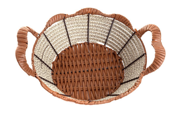 istock wicker basket with handles on a white background top view 1360479126