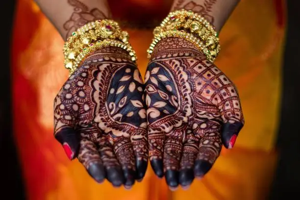 Beautiful bridal mehendi art. No Indian wedding is complete without Mehendi design on the brides hands