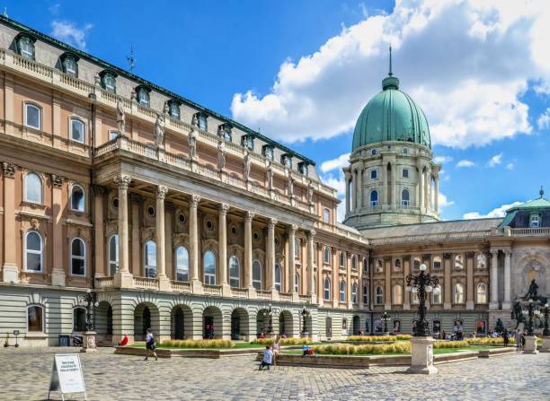 patio de leones del palacio del castillo de buda en budapest, hungría - street royal palace of buda budapest hungary fotografías e imágenes de stock