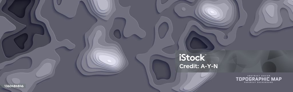 Topographic Map In Paper Cut Style 3d Abstract Background With Cut Out ...