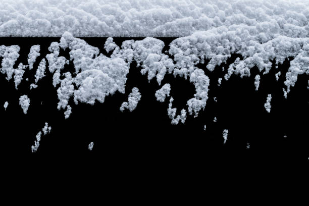 Realistic snow border isolated on black background