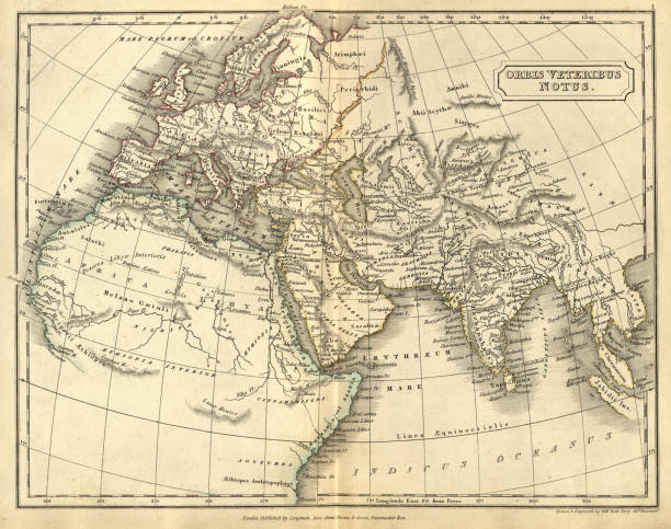 Antique map of Orbis veteribus notus, The Old World Vintage illustration of Antique map of Orbis veteribus notus, The Old World. Atlas of Ancient Geography. By Samuel Butler orbis stock illustrations
