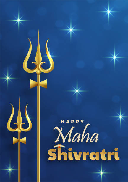 ilustrações, clipart, desenhos animados e ícones de feliz festival maha shivratri, o festival hindu de shiva lord - trishula