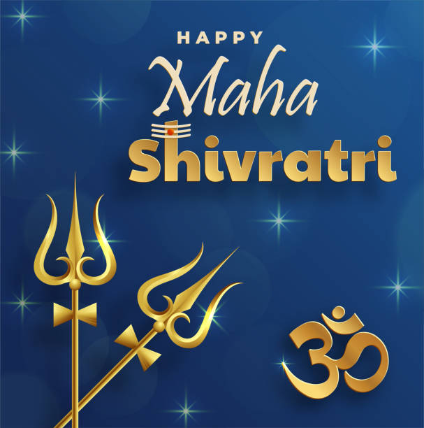 ilustrações, clipart, desenhos animados e ícones de feliz festival maha shivratri, o festival hindu de shiva lord - trishula