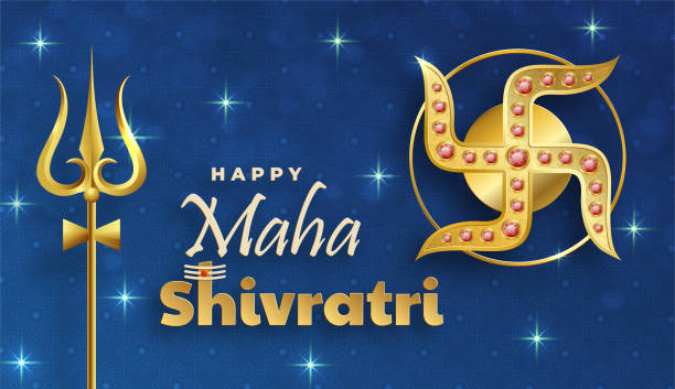 ilustrações, clipart, desenhos animados e ícones de feliz festival maha shivratri, o festival hindu de shiva lord - trishula