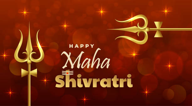 ilustrações, clipart, desenhos animados e ícones de feliz festival maha shivratri, o festival hindu de shiva lord - trishula