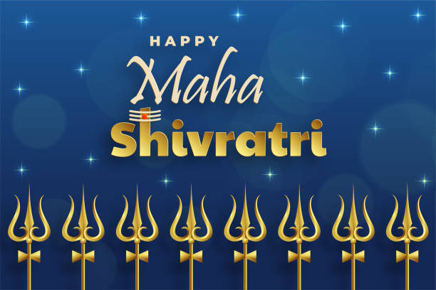 ilustrações, clipart, desenhos animados e ícones de feliz festival maha shivratri, o festival hindu de shiva lord - trishula