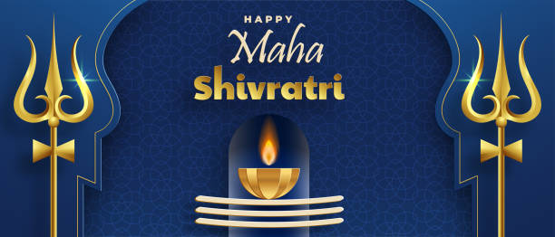 ilustrações, clipart, desenhos animados e ícones de feliz festival maha shivratri, o festival hindu de shiva lord - trishula