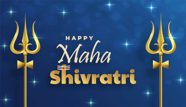 ilustrações, clipart, desenhos animados e ícones de feliz festival maha shivratri, o festival hindu de shiva lord - trishula