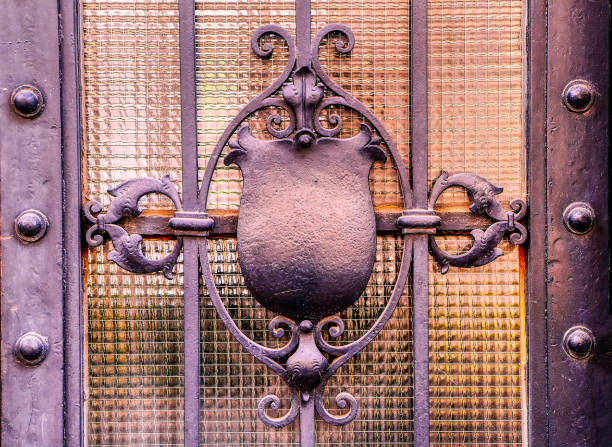 istock Decorative protective metal bar at window. 1360495481