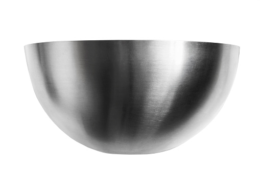 Metal cooking bowl isolated on white background