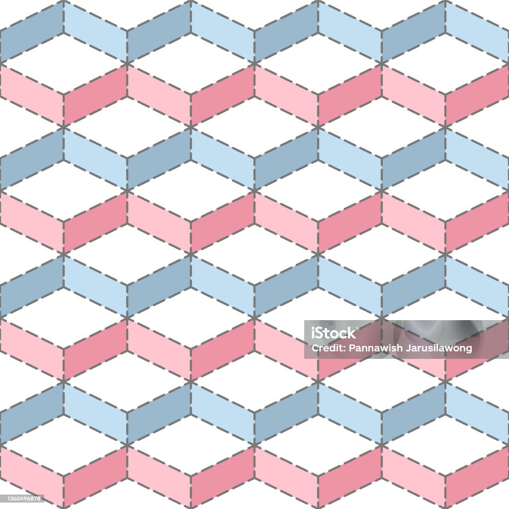 Japanese Cube Pattern Japanese Cube Zigzag Vector Seamless Pattern Stock Illustration ...