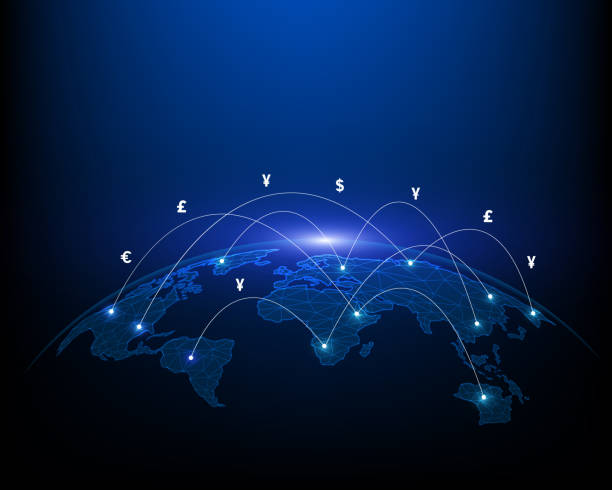 istock Abstract illustration of global network business and currency exchange. 1360498873