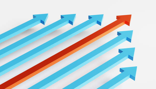 istock Leadership and lead concept. One leader arrow leading team forward 1360499898
