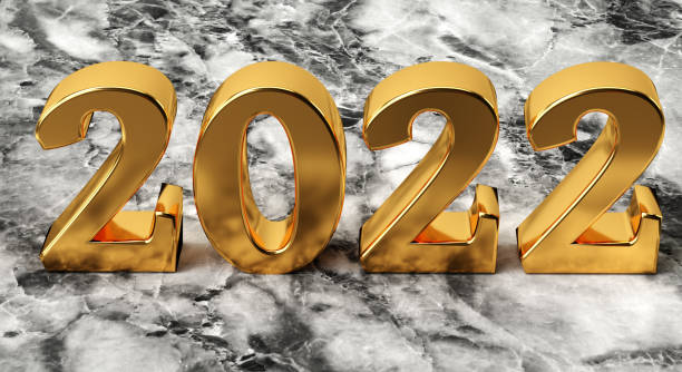 istock New year concept. Golden number 2022 on marble background 1360499936