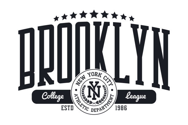 ilustrações, clipart, desenhos animados e ícones de brooklyn, new york college design design. gráficos de tipografia para impressão de camiseta atlética. vetor - brooklyn new york city retro revival old fashioned