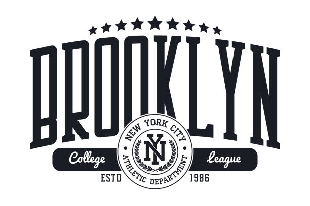 Brooklyn, New York college print design. Typography graphics for athletic tee shirt print. Vector illustration.