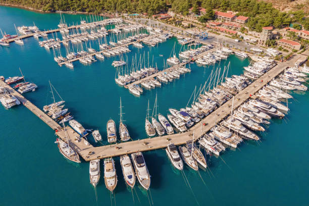 istock Luxurious boats are moored at the pier 1360505467
