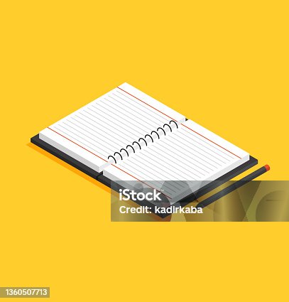 istock Notebook Isometric Icon Concept and Three Dimensional Design 1360507713