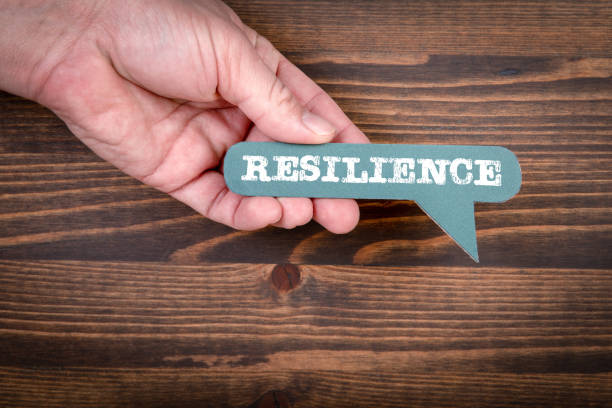 istock Resilience. Green speech bubble with text on a wooden background 1360507881