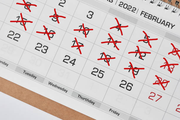 istock February days crossed with red marker 1360508093