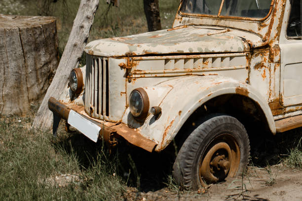 istock rusty vintage war car outdoor is broken 1360509060