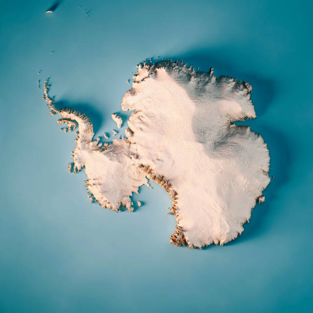 antarctica 3d render topographic map neutral - antarctica imagens e fotografias de stock